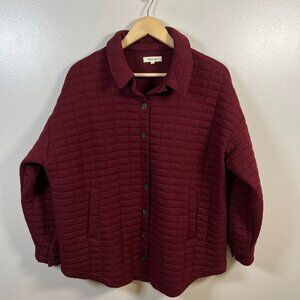 Madewell Quilted Shirt Jacket Shacket Size Large Cabernet Burgundy Comfy Casual